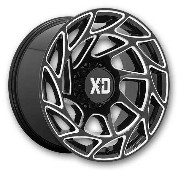 XD Series Wheels Onslaught 20x12 Gloss Black Milled 6x139.7 -44mm 106.1mm