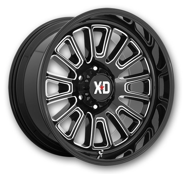 XD Series Wheels Rover 24x12 Gloss Black Milled 8x165.1 -44mm 125.1mm