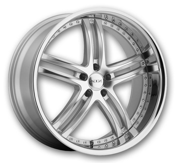 XIX Wheels X15 20x10 Silver Machined with Stainless Steel Lip 5x120 +25mm 72.56mm