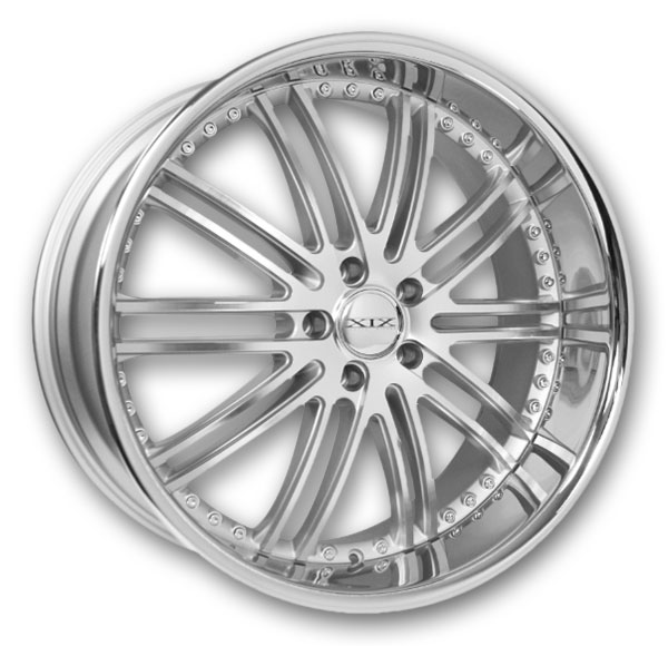 XIX Wheels X23 20x10 Silver Machined with Stainless Steel Lip 5x120 +25mm 72.56mm