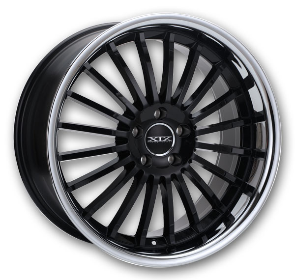 XIX Wheels X59 20x8.5 Gloss Black with Stainless Steel Lip 5x120 +20mm 72.56mm