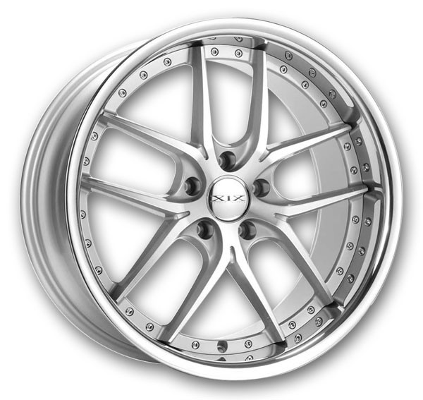 XIX Wheels X61 20x10 Silver Machined with Stainless Steel Lip 5x120 +25mm 72.56mm