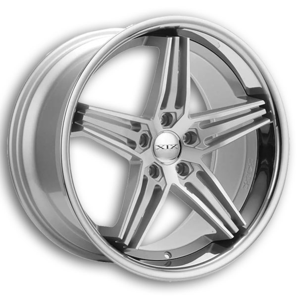 XIX Wheels X63 20x10.5 Silver Machined With Stainless Steel Lip 5x120 +25mm 72.56mm