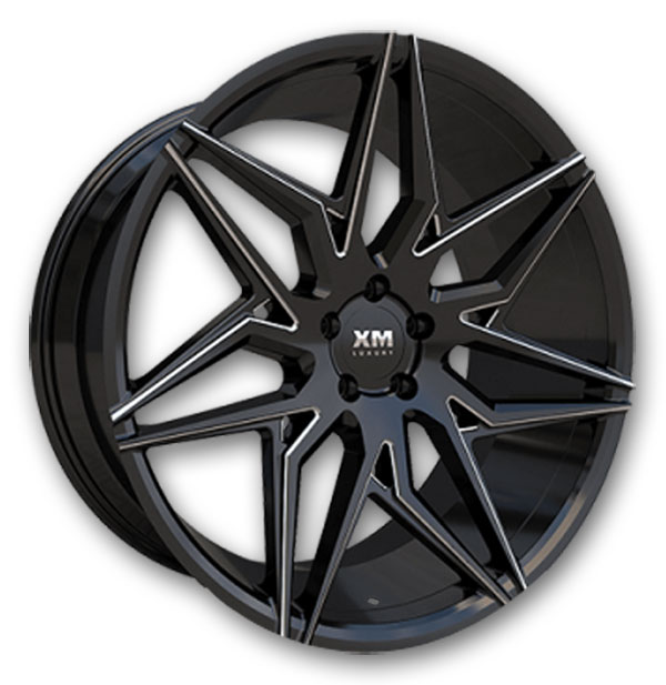 XM Luxury Wheels XM-205 22x9 Black Milled 5x112 +35mm 66.56mm