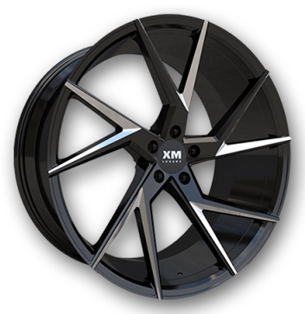 XM Luxury Wheels XM-207 22x10.5 Black Milled 5x120 +33mm 74.1mm