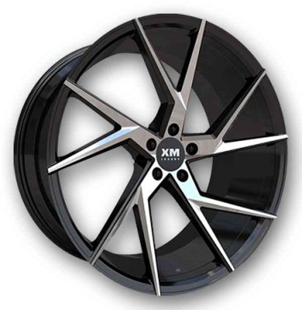 XM Luxury Wheels XM-207 22x9 Black Machine 5x112 +35mm 66.56mm
