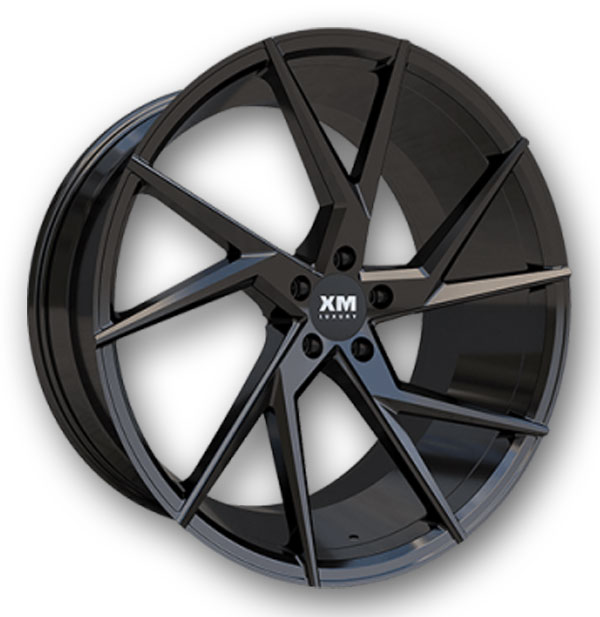 XM Luxury Wheels XM-207 22x10 Gloss Black 5x112 +40mm 66.56mm