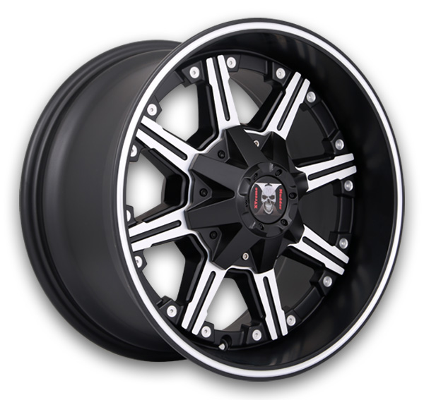 XM Offroad Wheels XM-307 17x9 Black Machine Face With Lip And Milling Rivets 5x139.7/5x150 +5mm 110mm