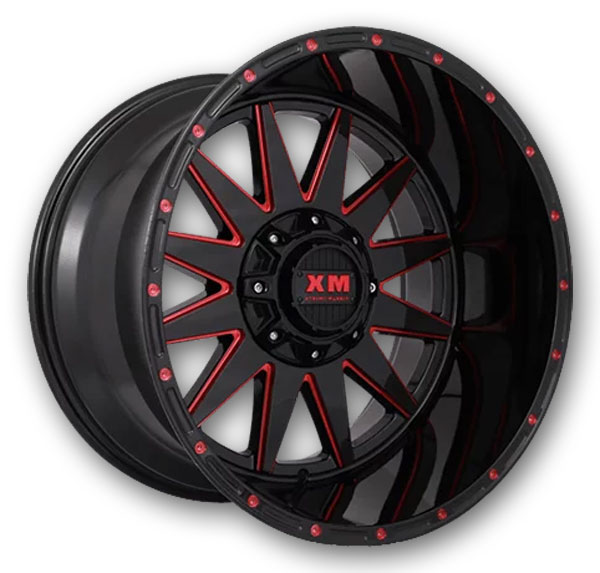 XM Offroad Wheels XM-312 20x10 Black Red Milled 6X135/6X139.7 +12mm 108mm