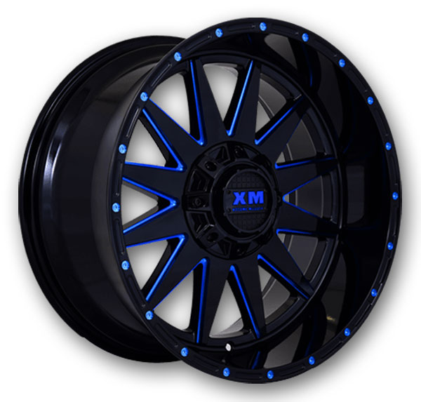 XM Offroad Wheels XM-312 20x12 Gloss Black Blue Milled 6x135/6x139.7 -44mm 108mm