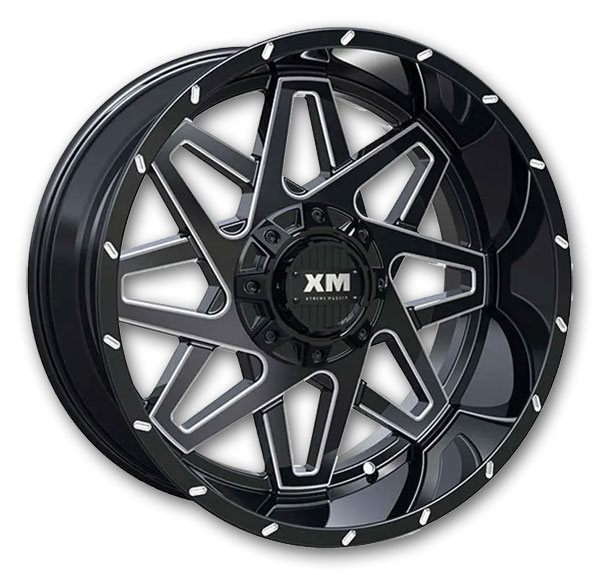 XM Offroad Wheels XM-313 20x12 Gloss Black Milled  -44mm