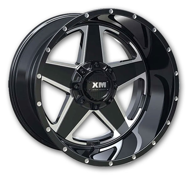 XM Offroad Wheels XM-315 17x9 Gloss Black Milled 6X135/6X139.7 +12mm 108mm