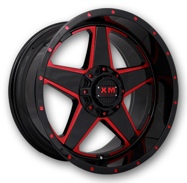 XM Offroad Wheels XM-315 20x12 Gloss Black Red Milled 5x139.7/5x150 -44mm