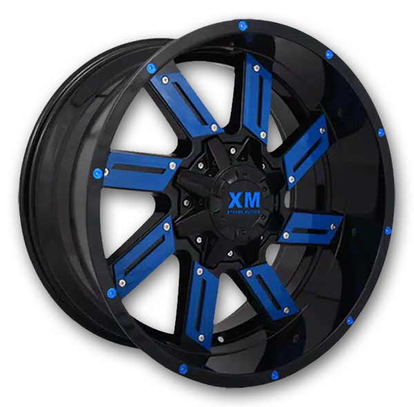XM Offroad Wheels XM-319 20x12 Gloss Black Blue Inserts 6x135/6x139.7 -44mm 106mm