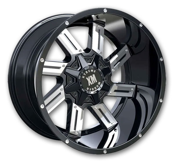 XM Offroad Wheels XM-319 22x12 Gloss Black Chrome Inserts 5x139.7/5x150 -44mm 110mm