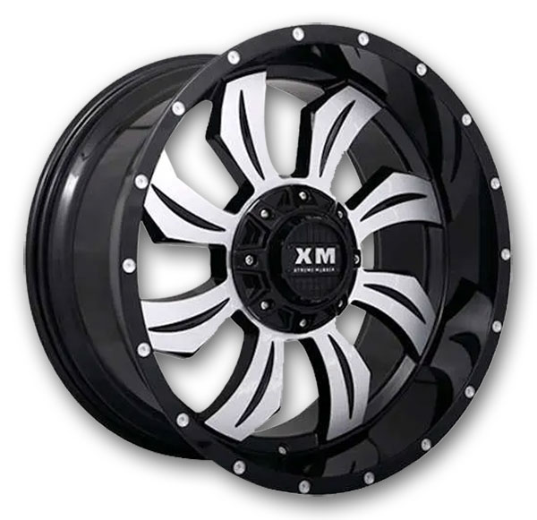 XM Offroad Wheels XM-323 28x14 Gloss Black Machine Face 8x165.1 +76mm 125mm