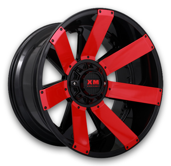 XM Offroad Wheels XM-326 22x12 Gloss Black Red Inserts 5x115/5x127 -44mm 78mm