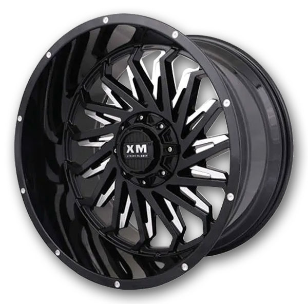 XM Offroad Wheels XM-330 28x14 Gloss Black Milled 5x127/5x139.7 +76mm 78.1mm
