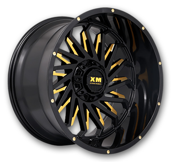 XM Offroad Wheels XM-330 20x10 Gloss Black Yellow Milled 5x139.7/5x150 +12mm 110mm