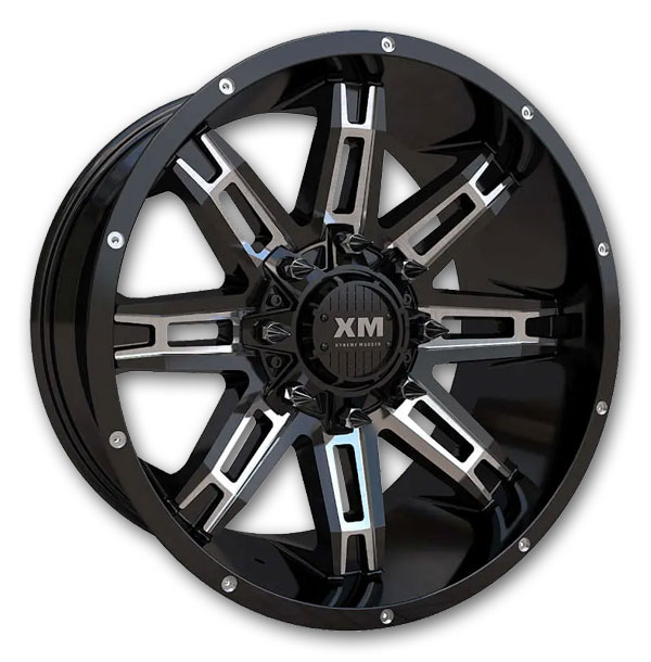 XM Offroad Wheels XM-335 26x14 Gloss Black Milled 5x139.7/5X150 +44mm 110mm