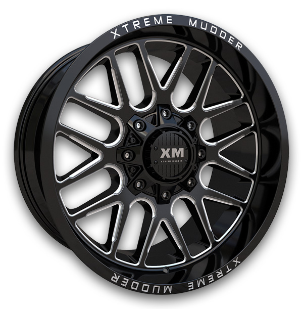 XM Offroad Wheels XM-338 20x10 Gloss Black Milled 5x115/5x127 +6mm 78.1mm