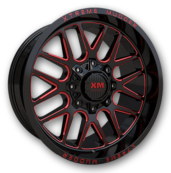 XM Offroad Wheels XM-338 20x10 Gloss Black Red Milled 8x170 -18mm 125mm