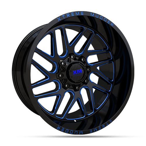 XM Offroad Wheels XM-339 20x10 Gloss Black Blue Milled 6x135/6x139.7 0mm 108mm