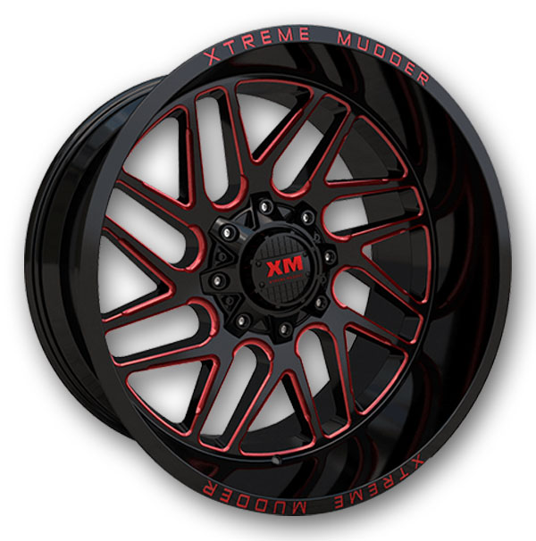 XM Offroad Wheels XM-339 20x12 Gloss Black Red Milled 6x135/6x139.7 +44mm 108mm