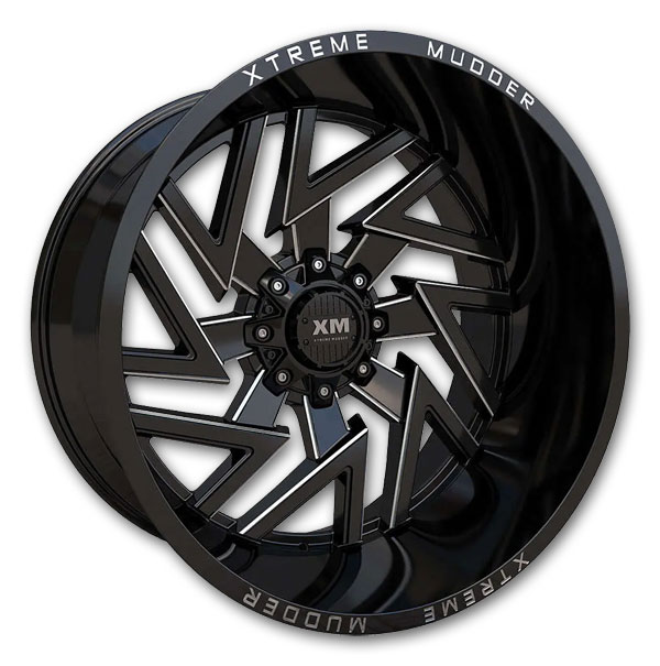 XM Offroad Wheels XM-340 24x14 Gloss Black Milled 6X135/6x139.7 -76mm 108mm
