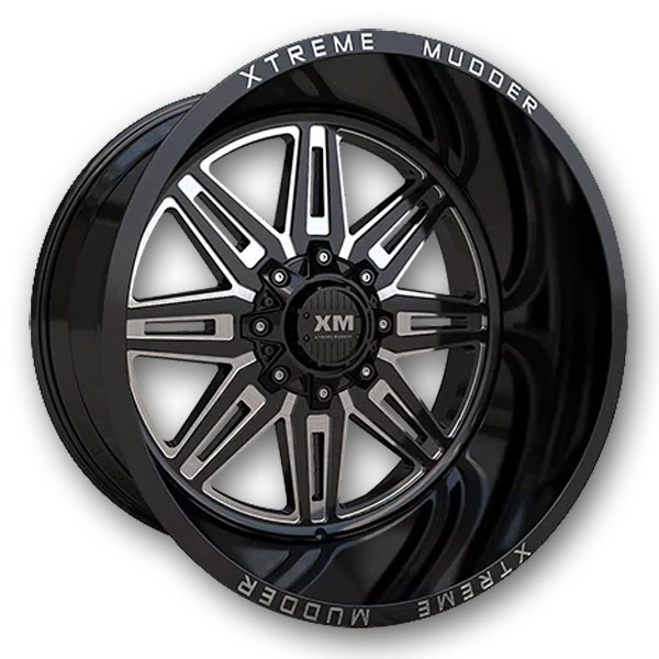 XM Offroad Wheels XM-341 24x14 Black Milled 5X115/5X127 -76mm 78.1mm