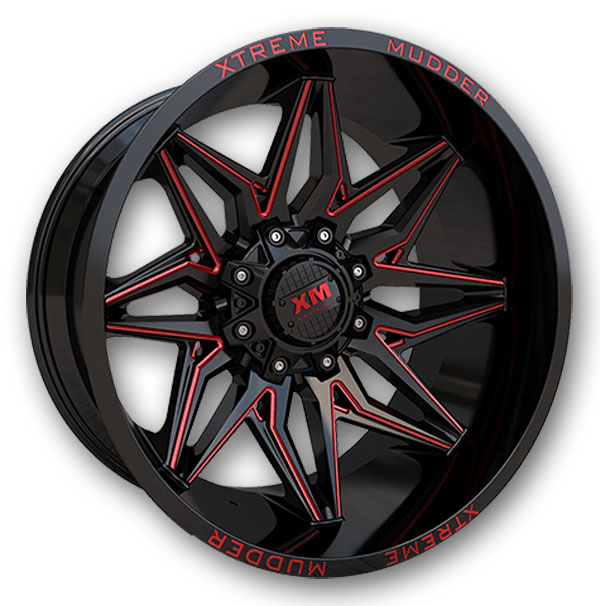 XM Offroad Wheels XM-342 22x12 Black Red Milled 6x135/6x139.7 -44mm 108mm