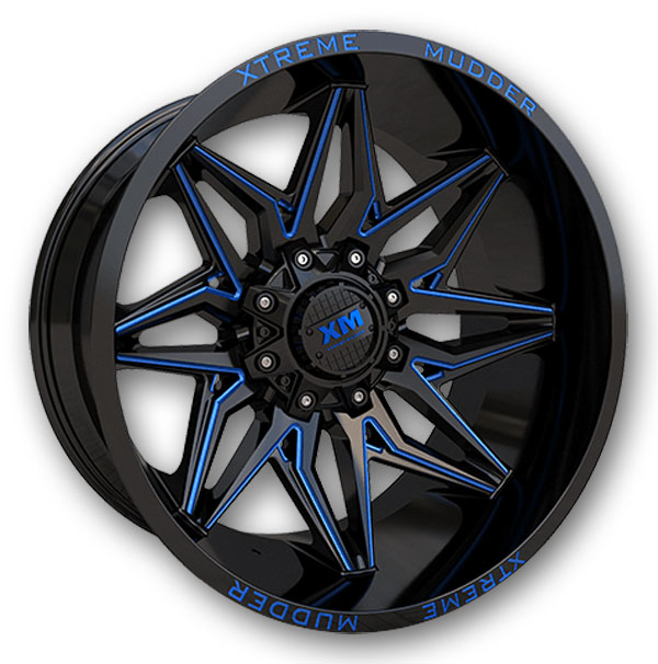 XM Offroad Wheels XM-342 20x10 Gloss Black Blue Milled 6x135/6x139.7 -6mm