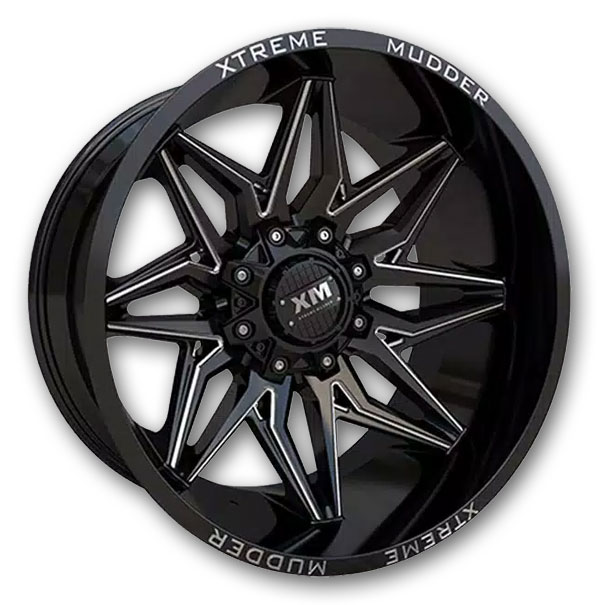 XM Offroad Wheels XM-342 20x10 Gloss Black Milled 8x165.1 -6mm 125mm