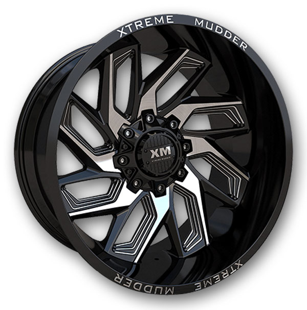 XM Offroad Wheels XM-343 20x10 Gloss Black Machine Milled 8x165.1 -18mm 125mm