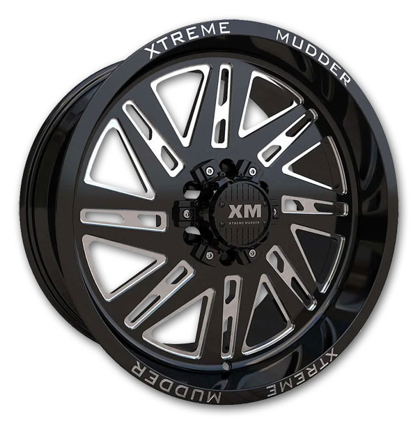 XM Offroad Wheels XM-347 20x10 Gloss Black Milled 6x139.7/6X135 -6mm 108mm