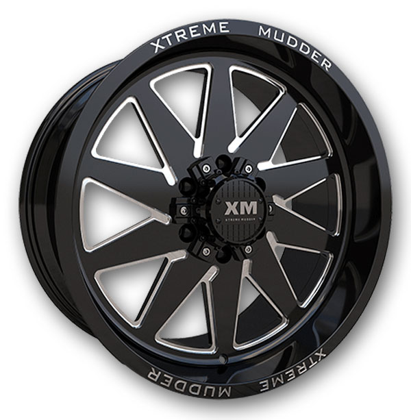 XM Offroad Wheels XM-348 20x10 Gloss Black Milled 6x139.7/6X135 -18mm 108mm