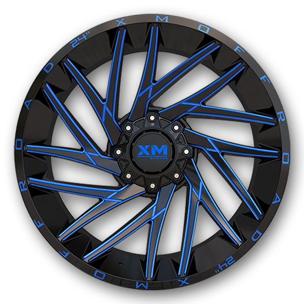 XM Offroad Wheels XM-351 24x10 Gloss Black Blue Milled 6x135/6x139.7 -18mm 108mm