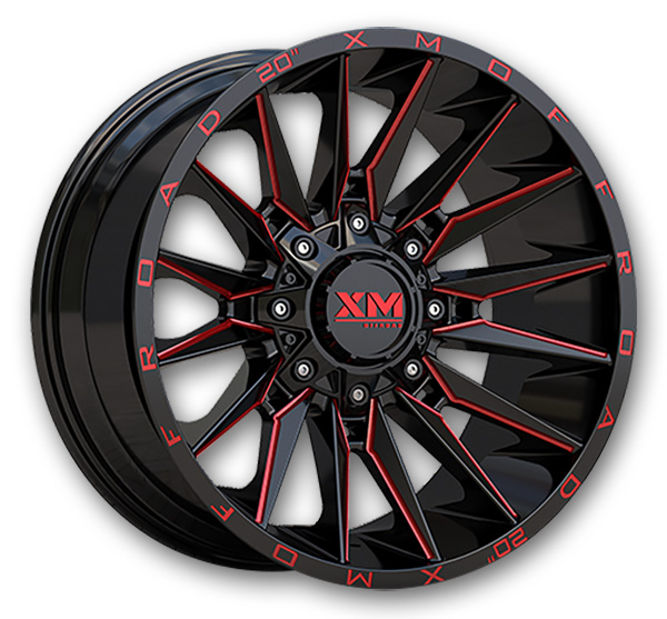 XM Offroad Wheels XM-352 20x10 Black Red Milled 8x165.1 -6mm 125mm