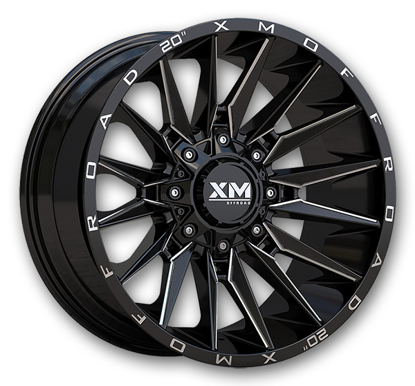 XM Offroad Wheels XM-352 20x10 Gloss Black Milled 5x115/5x127 -6mm 78.1mm