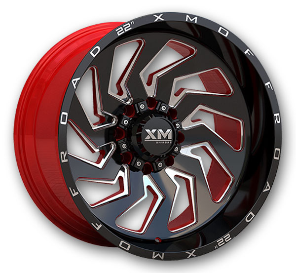 XM Offroad Wheels XM-353 22x12 Gloss Black Red Milled 6x135/6x139.7 -44mm 108mm