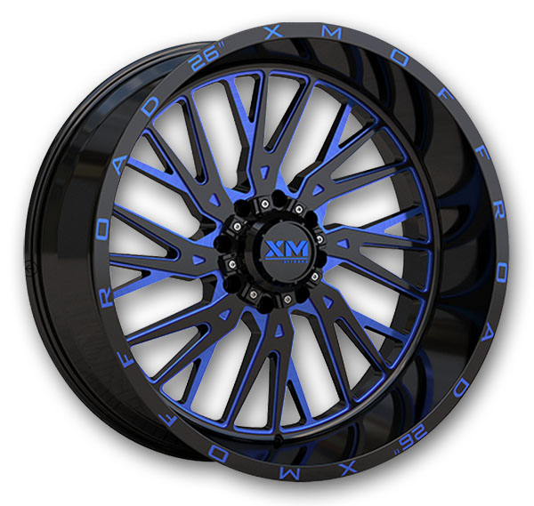 XM Offroad Wheels XM-354 26x12 Gloss Black Blue Milled 6x135/6x139.7 -44mm 108mm