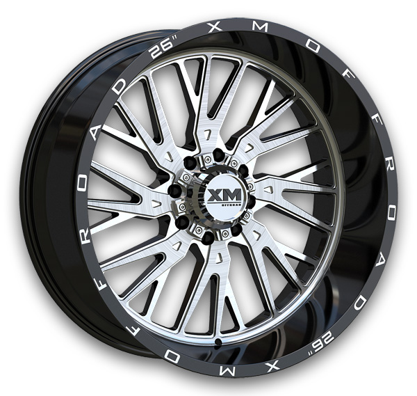 XM Offroad Wheels XM-354 20x10 2 Tone Brush Face Milled+Black Lip 5x115/5x127 -6mm 78.1mm
