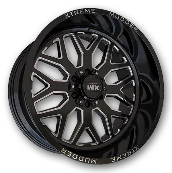 XM Offroad Wheels XM-401 22x12 Gloss Black Milled 6x139.7/6x135 -44mm 108mm