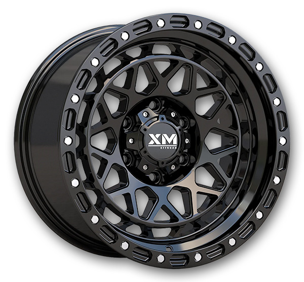 XM Offroad Wheels XM-701 17x9 Gloss Black 6x139.7 0mm 106.2mm
