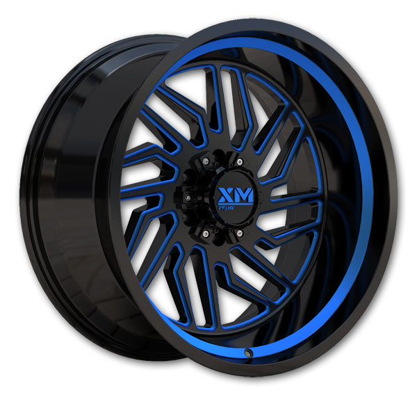 XM Prime Wheels XM-500 Jupiter 22x11 Black Blue Milled 6X135/6x139.7 +44mm 108mm