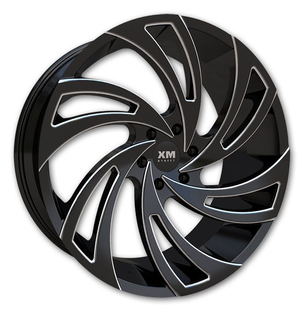 XM Street Wheels XM-603 22x9.5 Black Milled 6x139.7 +25mm 78.1mm
