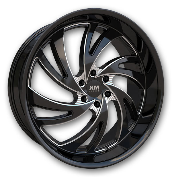 XM Street Wheels XM-616 24x10 Black Milled 5x139.7/5x150 +25mm 78.1mm